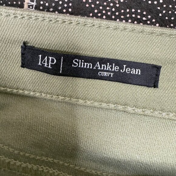Talbots Slim Ankle Jean Curvy Olive Green Size 14P Women's Stretch Cotton Blend - Picture 6 of 11